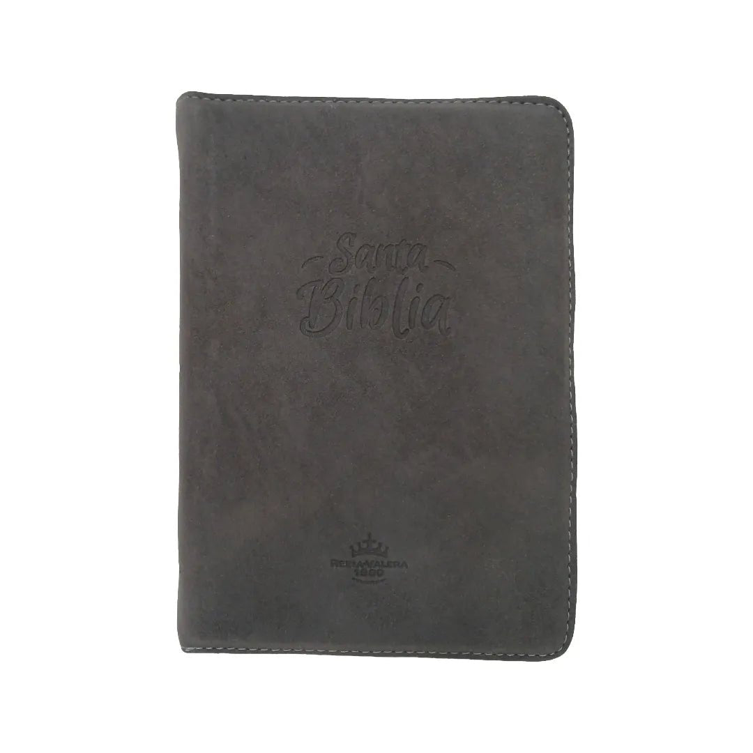 Biblia Reina Valera 1960 · 15x20 cm · Letra 11 pt · Concordancia · Con cierre · Imitación piel gris
