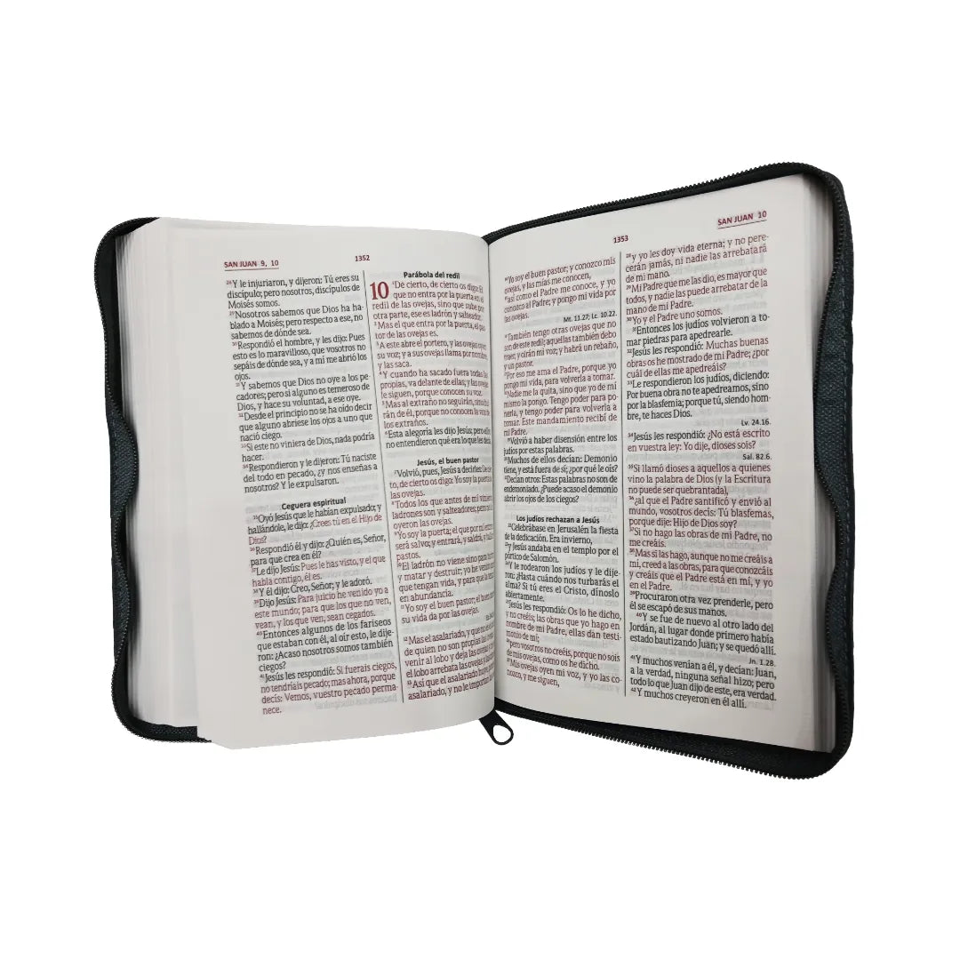 Biblia Reina Valera 1960 · 15x20 cm · Letra 11 pt · Concordancia · Con cierre · Imitación piel gris