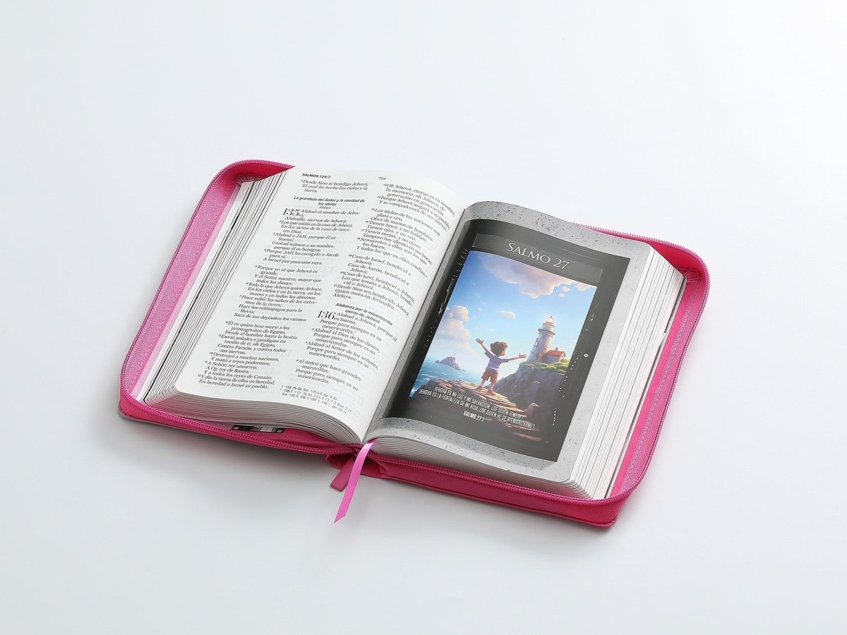 Biblia Reina Valera 1960 065Cz Lg 12P 14X21 Héroes Imitación Piel Rosa/Rosa Con Cierre