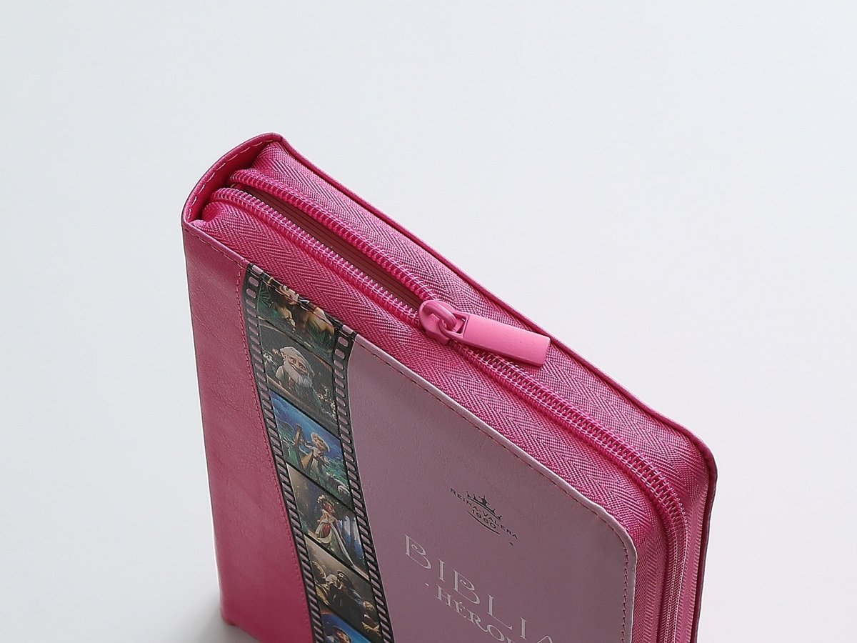 Biblia Reina Valera 1960 065Cz Lg 12P 14X21 Héroes Imitación Piel Rosa/Rosa Con Cierre