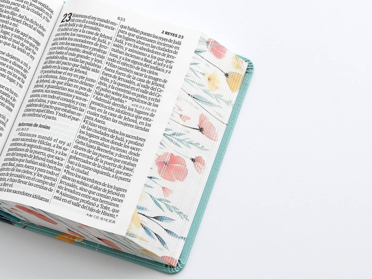Biblia Reina Valera 1960 045C L 10P 12X17 cm Pjr Cp Flores Turquesa