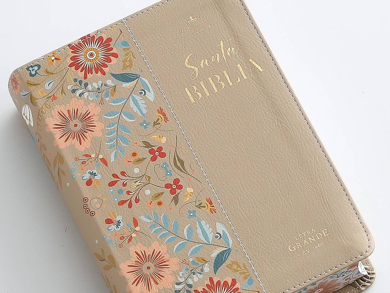 Biblia Reina Valera 1960 045C L 10P 11X16Cm Pjr Cp Flores Crema