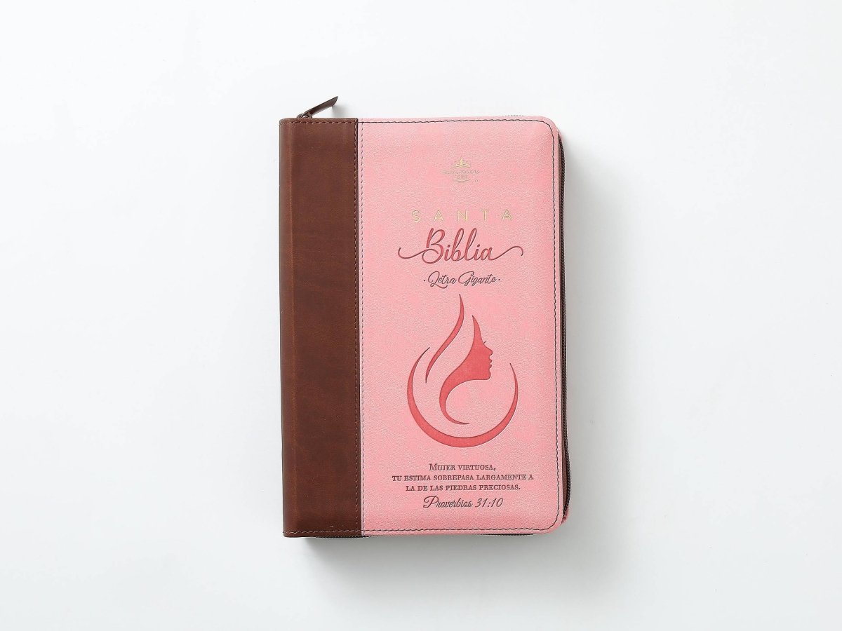 Biblia Reina Valera 1960 – 068 – Con Concordancia – Letra 14 pts – 14x21 cm – Cierre – Rosa/Marrón – Mujer Virtuosa