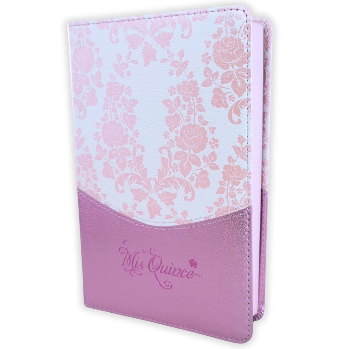 Biblia Mis Quince Reina Valera 1960 – Tapa Imitación Piel Rosa Floreado