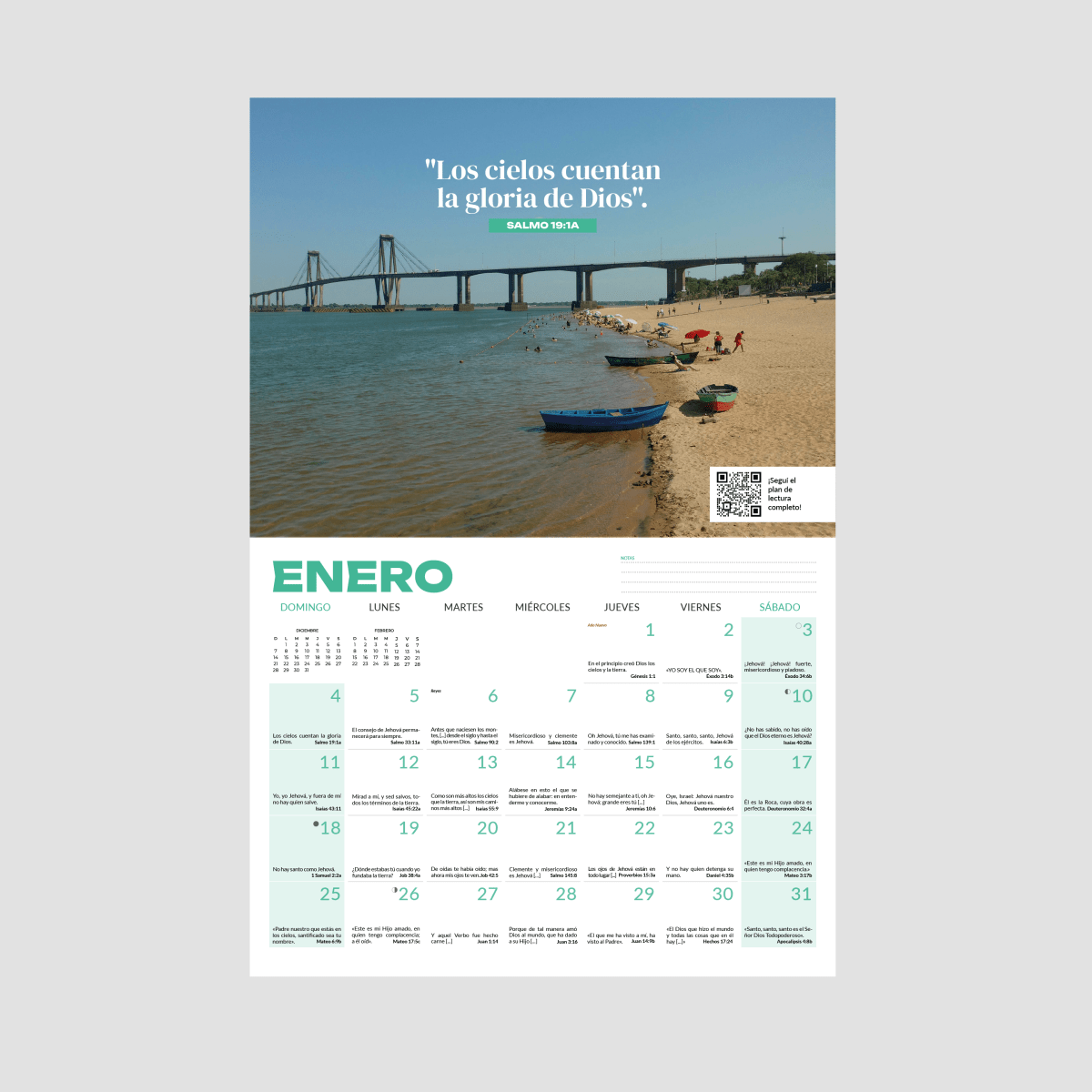 Calendario 2026 - Un Año de Buenas Noticias -  Atardecer y Playas