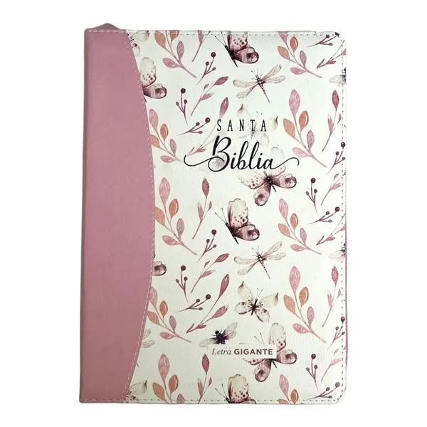 Biblia Reina Valera 1960 – 085 – Con Concordancia – Letra 15 pts – 17x25 cm – Cierre con Índice – Mariposas Rosa