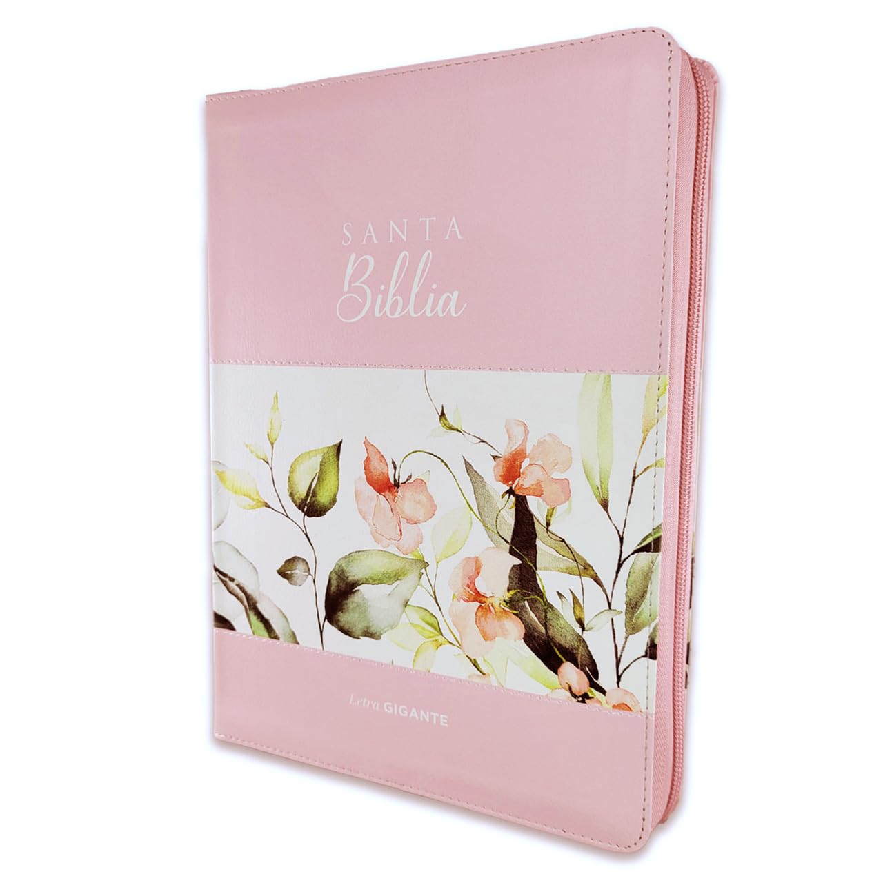 Biblia Reina Valera 1960 – 085 – Con Concordancia – Letra 15 pts – 19x25 cm – Cierre con Índice – Flores Rosa