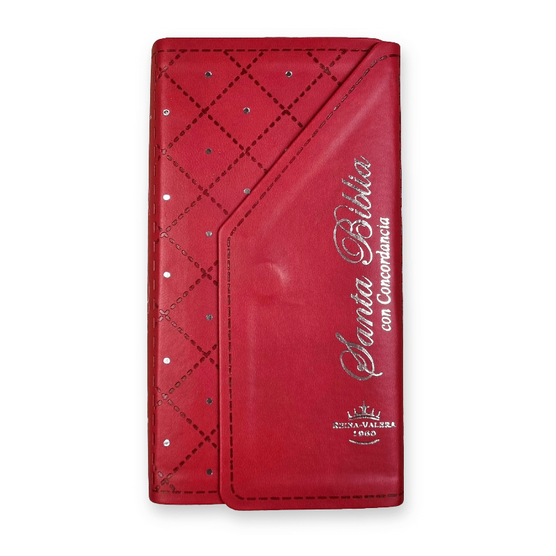 Biblia Reina Valera 1960 – Tapa Imitación Piel Roja Agenda con Broche, con (cierre imán), Concordancia, 10 x 17 cm, Letra 8 Puntos