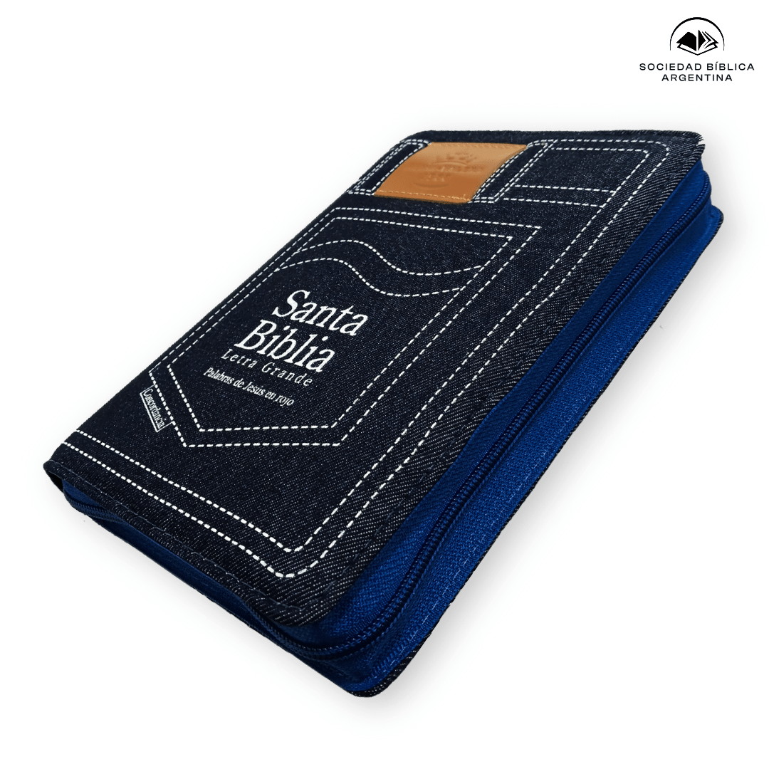 Biblia RVR1960 Jeans Azul con Cierre