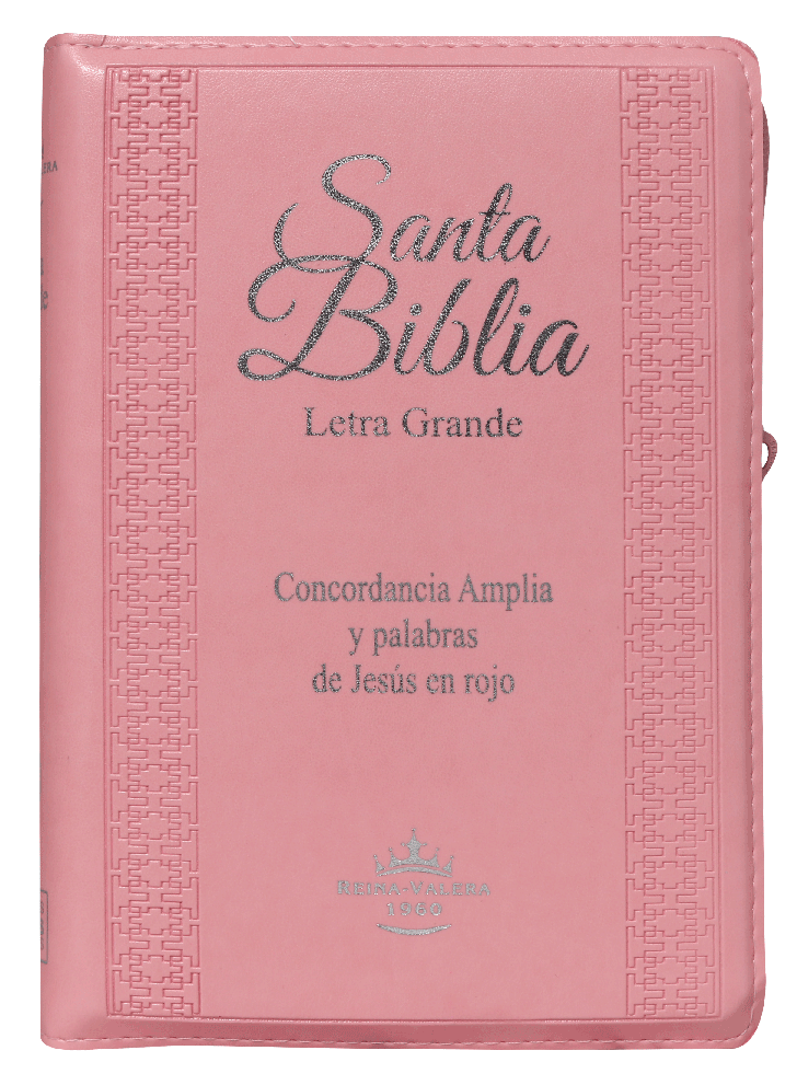 Biblia Reina Valera 1960 Letra Grande Cierre Indice Concordancia Canto Plateado Tapa Pu Rosa