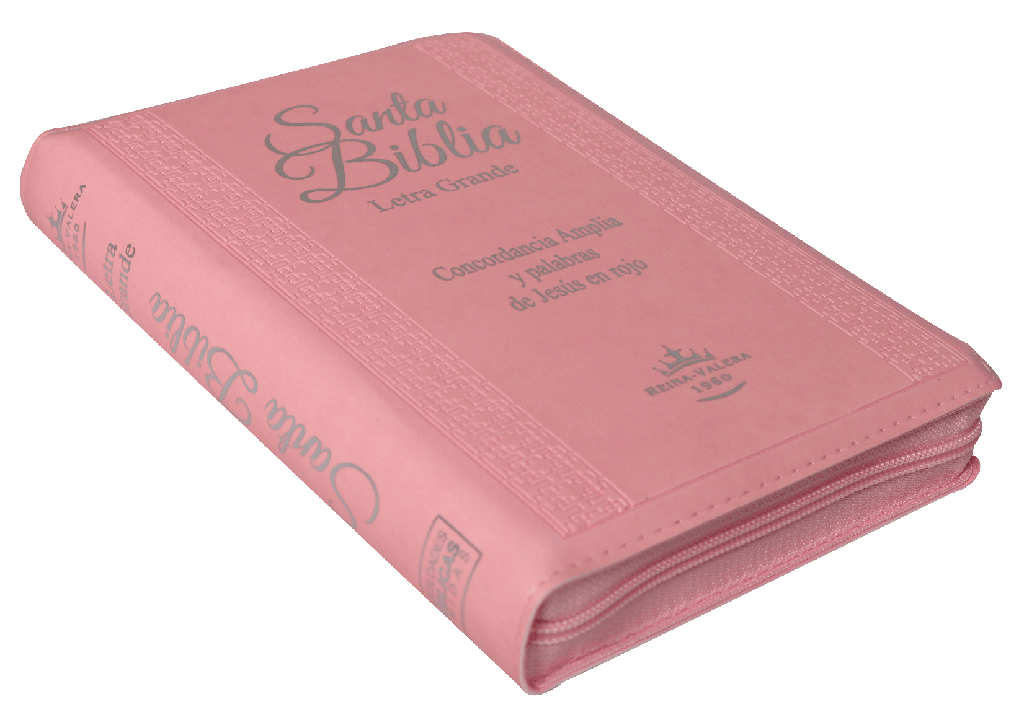 Biblia Reina Valera 1960 Letra Grande Cierre Indice Concordancia Canto Plateado Tapa Pu Rosa
