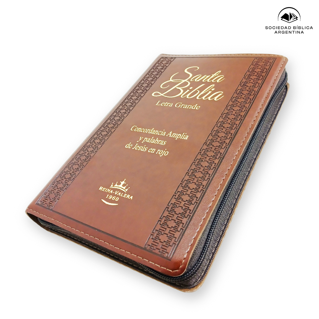 Biblia Reina Valera 1960 Letra Grande Cierre Indice ConcordanciaCanto Dorado Tapa Pu Marrón