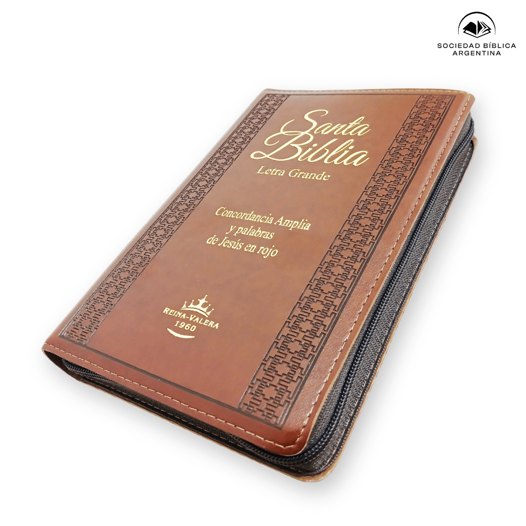 Biblia Reina Valera 1960 Letra Grande Cierre Indice ConcordanciaCanto Dorado Tapa Pu Marrón