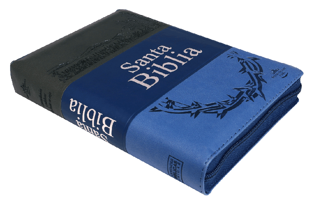 Biblia Reina Valera 1960 Letra Grande Cierre Imitación Piel Tapa Pu Tritono Azul