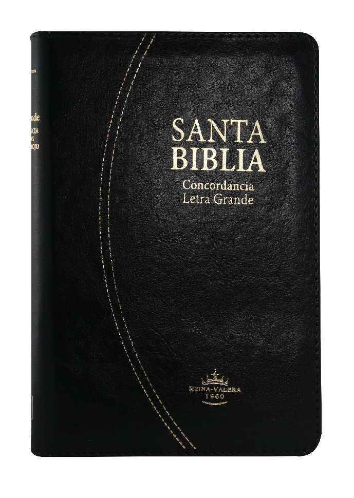 Biblia Reina Valera 1960 Letra Grande Cierre PJR Concordancia indice Canto dorado Tapa Pu Negro
