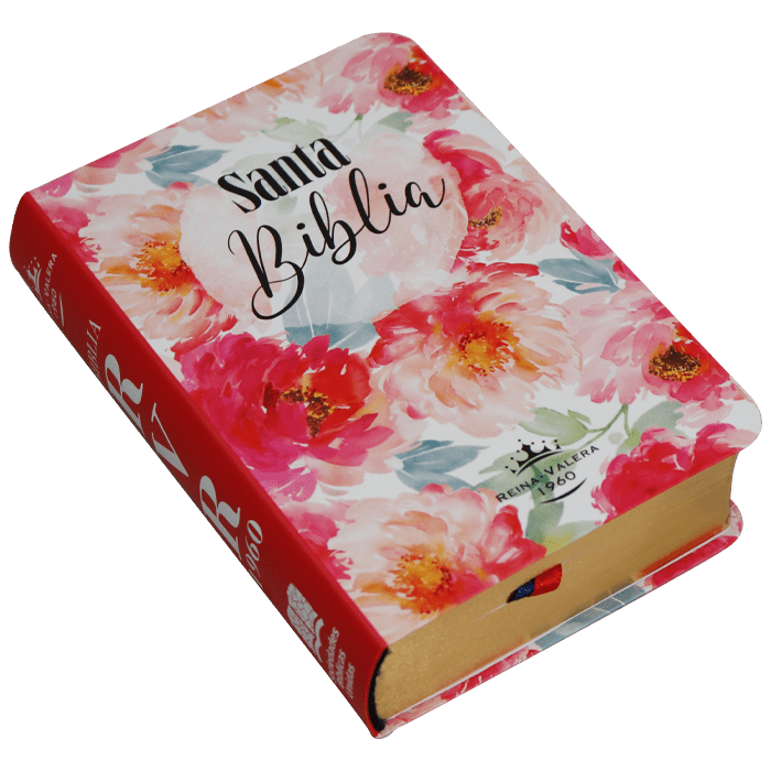 Biblia Reina Valera 1960 · 7x11 cm · Letra 7 pt · Bolsillo · Flores Rosas