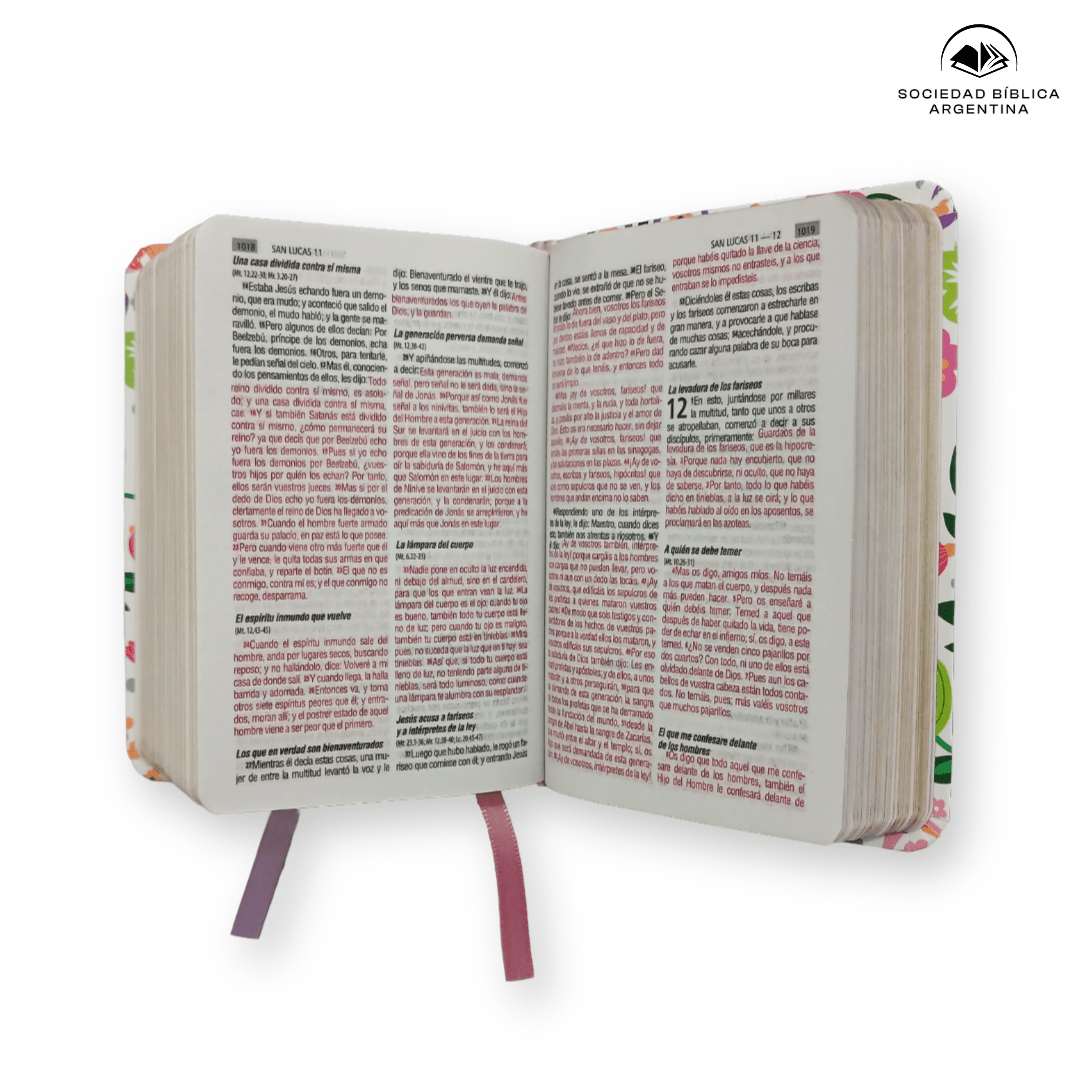 Biblia Reina Valera 1960 – Tapa Vinilo Mariposas, Palabras de Jesús en Rojo, 7 x 11 cm, Letra 7 Puntos