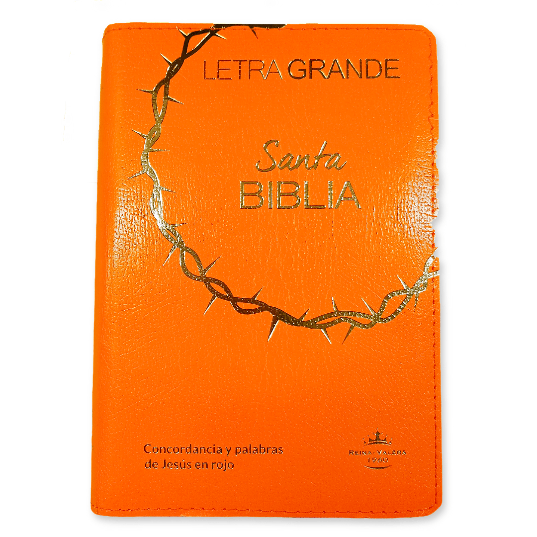 Biblia Reina Valera 1960 Letra 12p PJR cierre índice Covertex Naranja