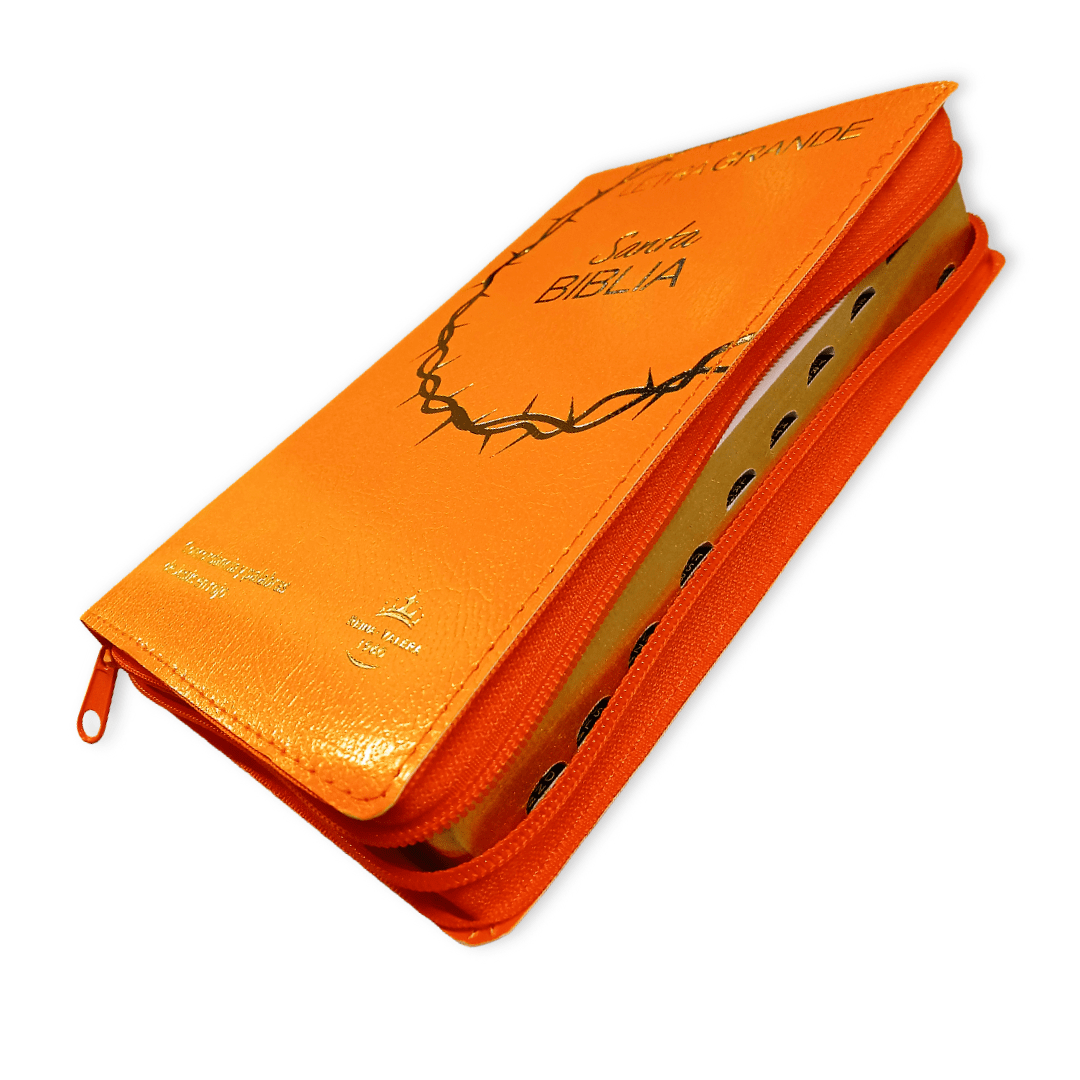 Biblia Reina Valera 1960 Letra 12p PJR cierre índice Covertex Naranja
