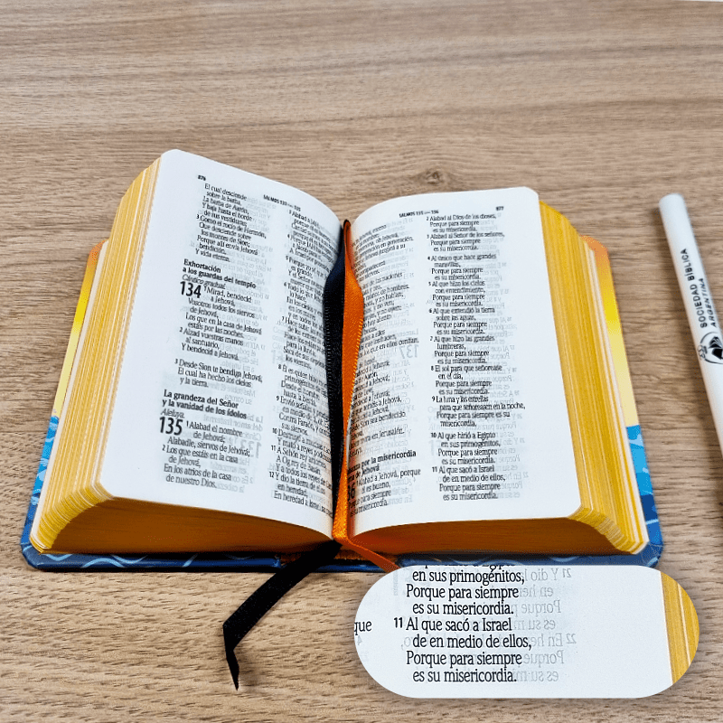 Biblia Infantil Reina Valera 1960 – Tapa Dura Arca Naranja, Concordancia, Palabras de Jesús en Rojo, con Índice, 7 x 11 cm, Letra 8 Puntos