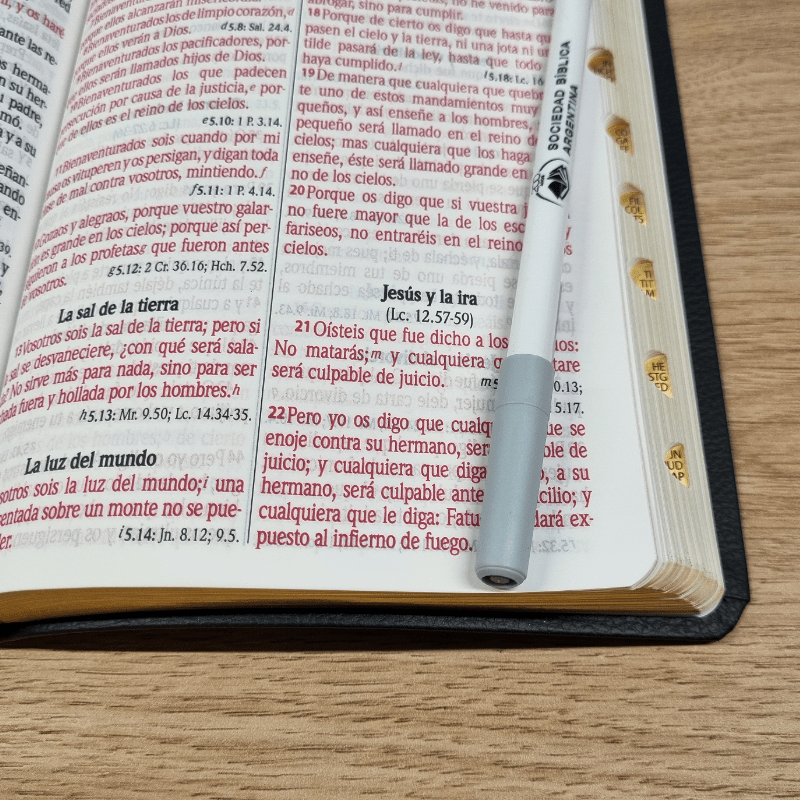 Biblia Reina Valera 1960 – Tapa Vinilo Aston Negra, Concordancia, Palabras de Jesús en Rojo, con Índice, 14 x 21 cm, Letra 12 Puntos