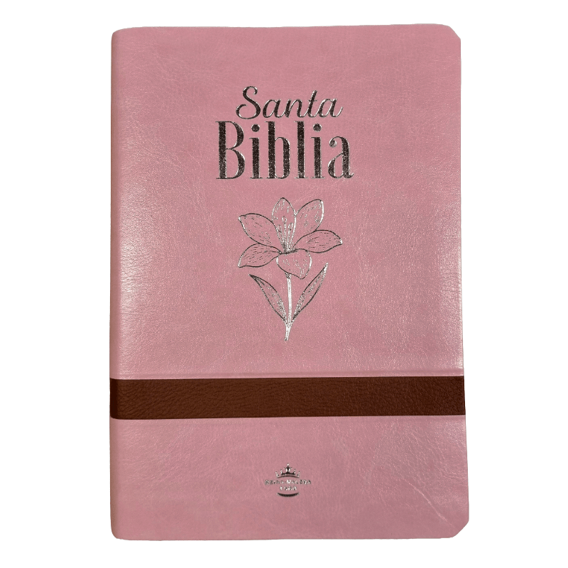 Biblia Reina Valera 1960 – Tapa Imitación Piel Rosa Canto Floreado, Concordancia, Palabras de Jesús en Rojo, con Índice, 14 x 21 cm, Letra 14 Puntos