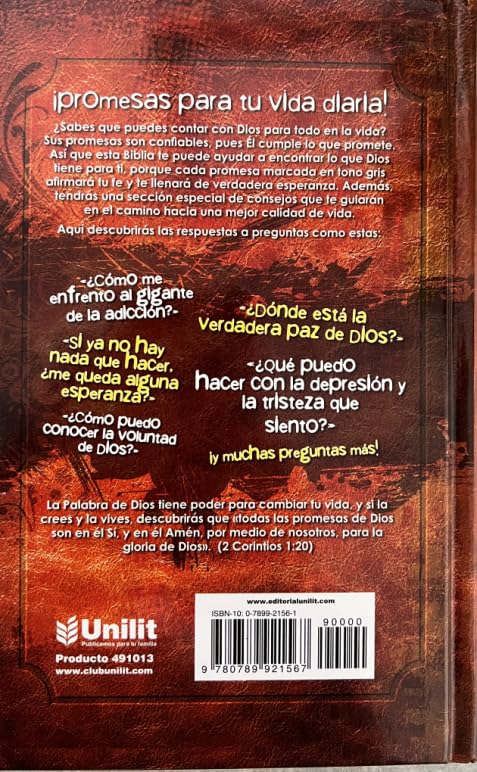 Biblia Reina Valera 1960 de Promesas · Juvenil hombre · Tapa dura
