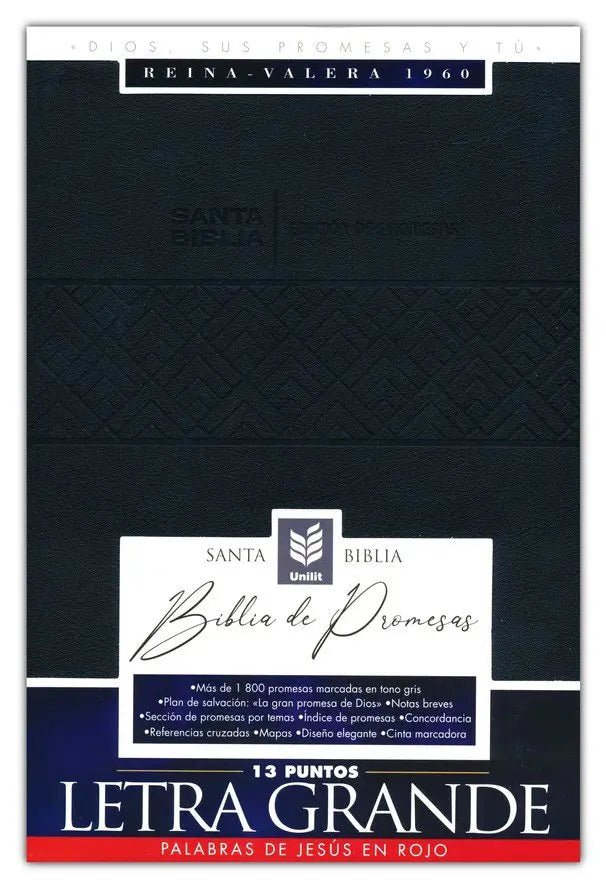 Biblia Reina Valera 1960 Letra Grande de Promesas Negra imitación piel