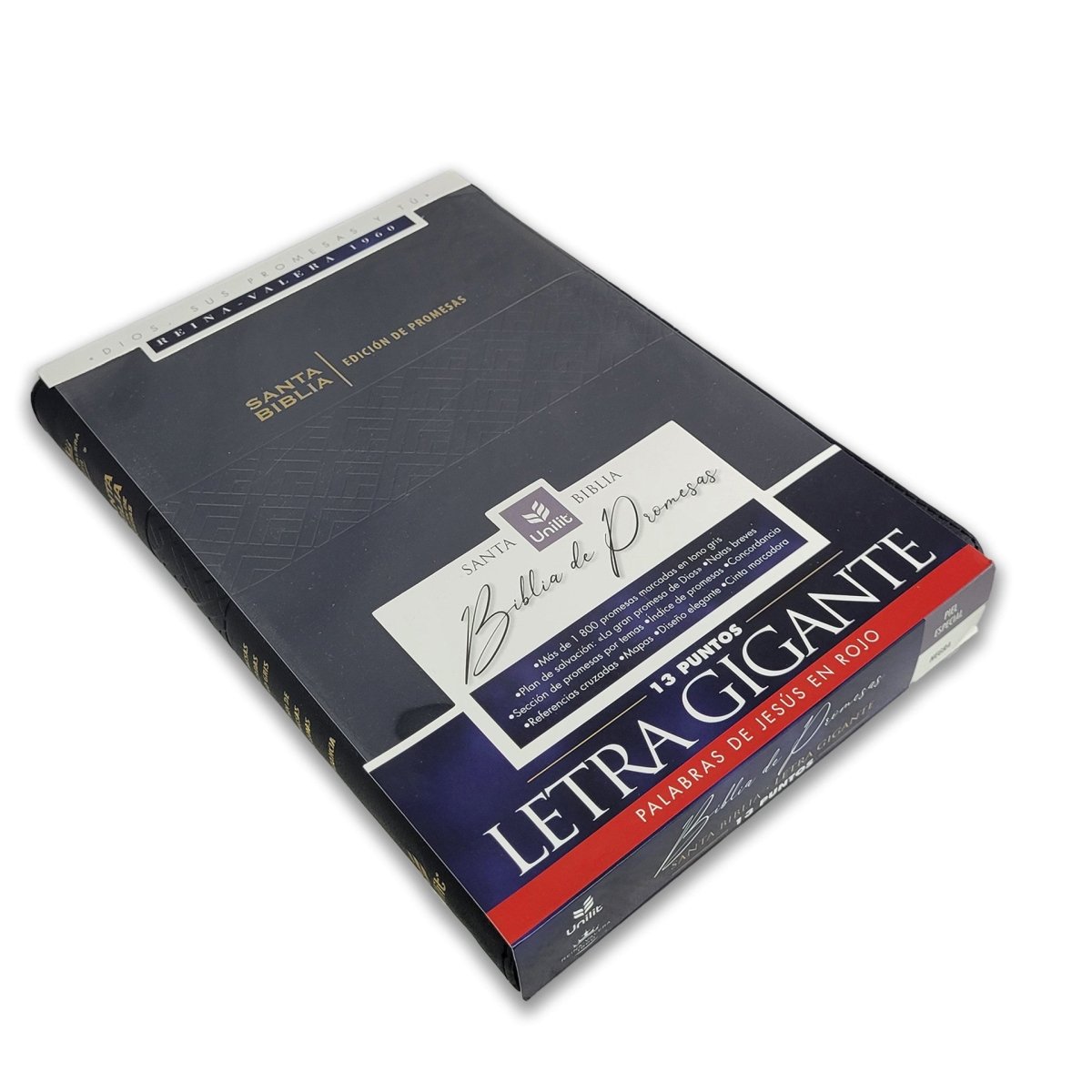 Biblia Reina Valera 1960 de Promesas · Letra gigante · Imitación piel negra con cierre e índice