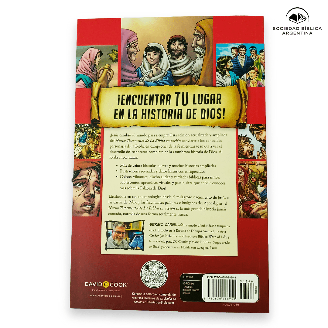 Biblia Infantil Ilustrada - La Biblia en Acción – Nuevo Testamento - 17x25 cm – Tapa Rústica