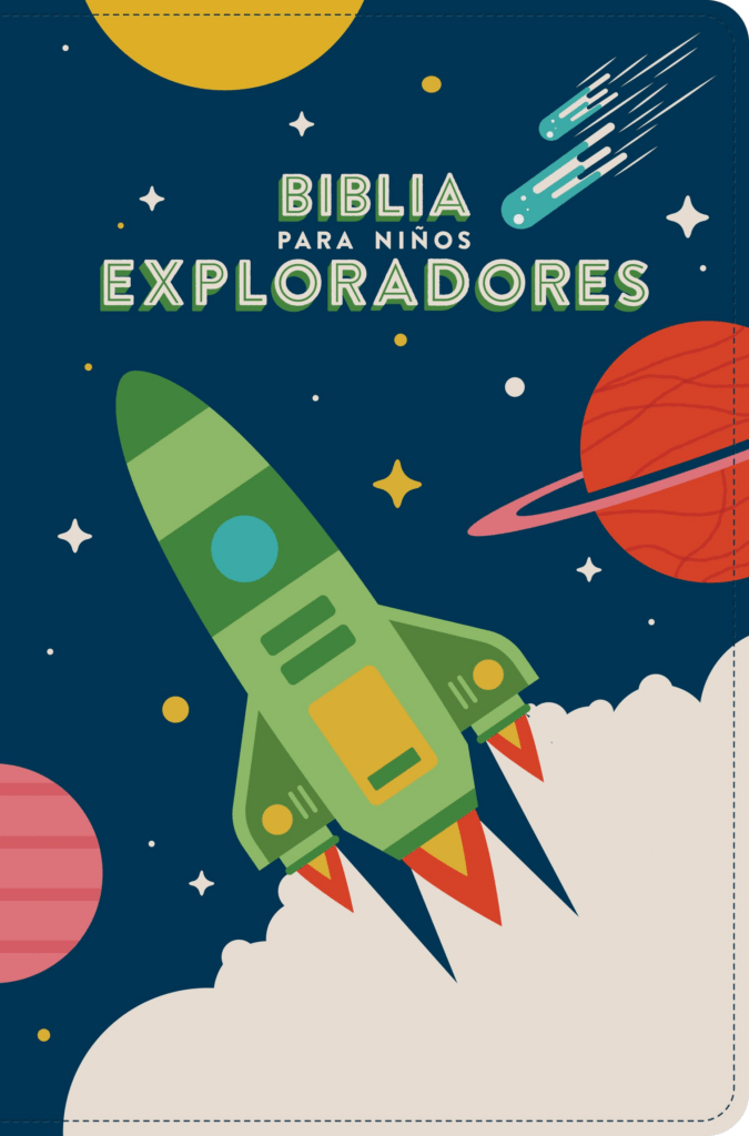 Biblia Reina Valera 1960 para niños Exploradores azul cósmico simil piel