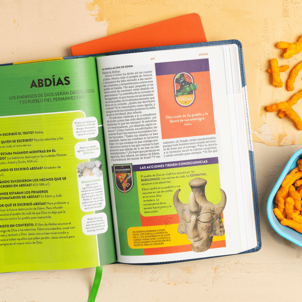 Biblia Reina Valera 1960 para niños Exploradores azul cósmico simil piel