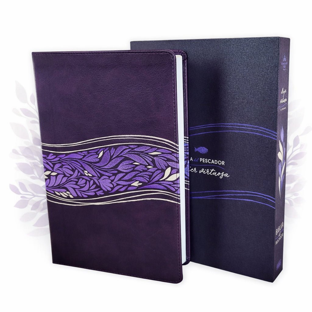 Biblia del Pescador Mujer Virtuosa Reina Valera 1960 – L 11p Tapa Imitación Piel Violeta Floral