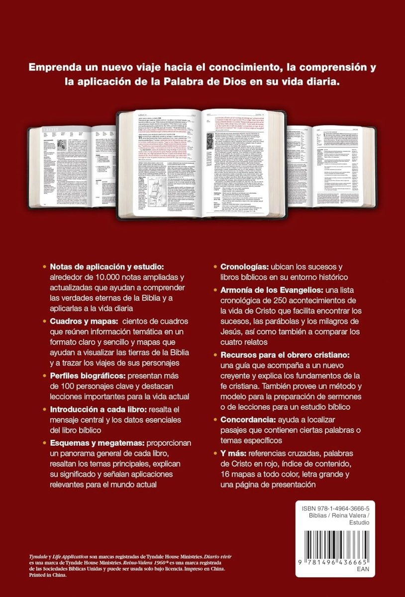 Biblia Reina Valera 1960 de Estudio Diario Vivir Letra Grande PJR Indice Tapa Dura