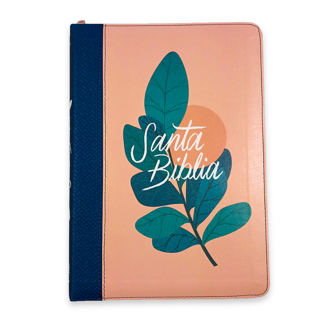 Biblia Reina Valera 1960 Letra Compacta PJR Cierre 2 Tonos Coral/Azul