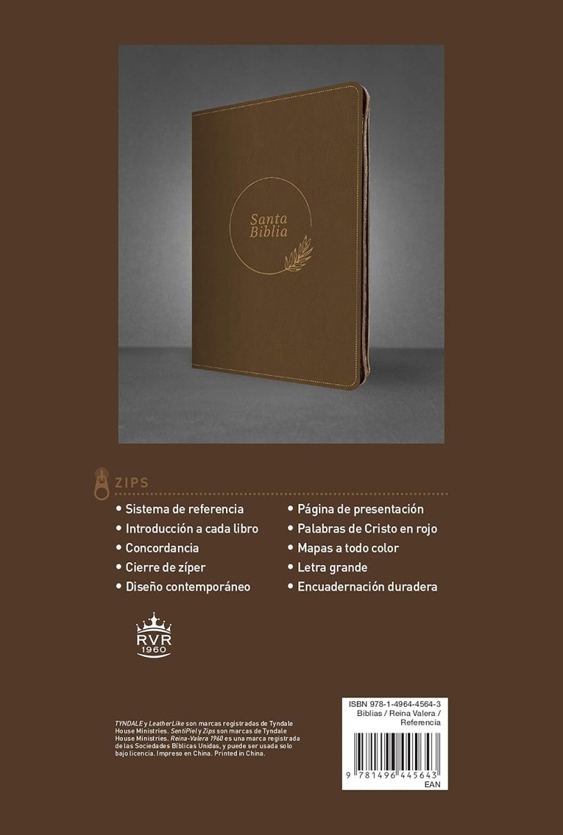 Biblia Reina Valera 1960 Letra Compacta PJR Cierre Tapa PU Marrón