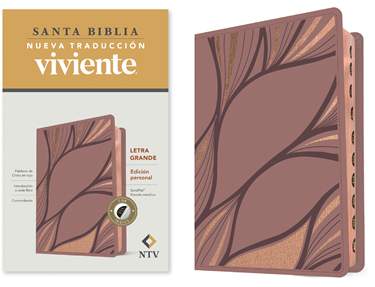 Biblia Nueva Traducción Viviente Letra Mediana PJR Diseño Metálico indice Rosa