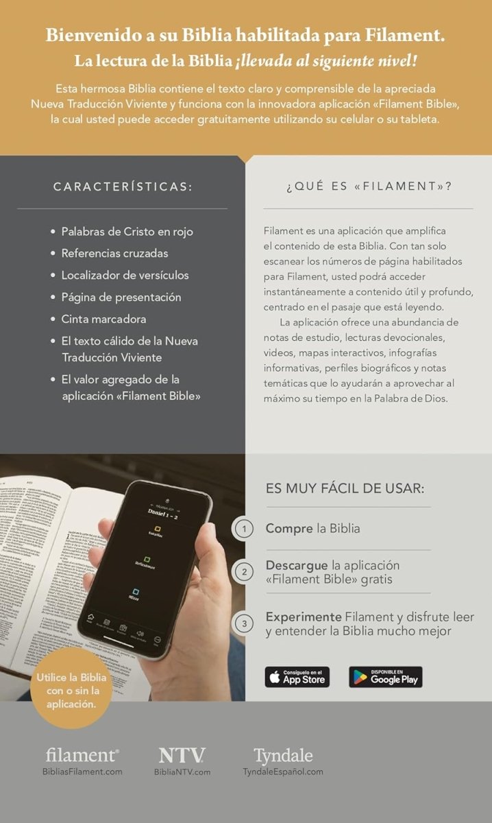 Biblia Nueva Traducción Viviente Letra Mediana Filament PJR Indice Negro