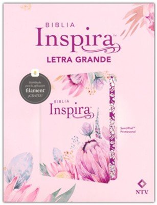 Biblia Nueva Traducción Viviente (NTV) Inspira, Letra 10 Pt, 20×25, Tapa PU, Flores Rosa