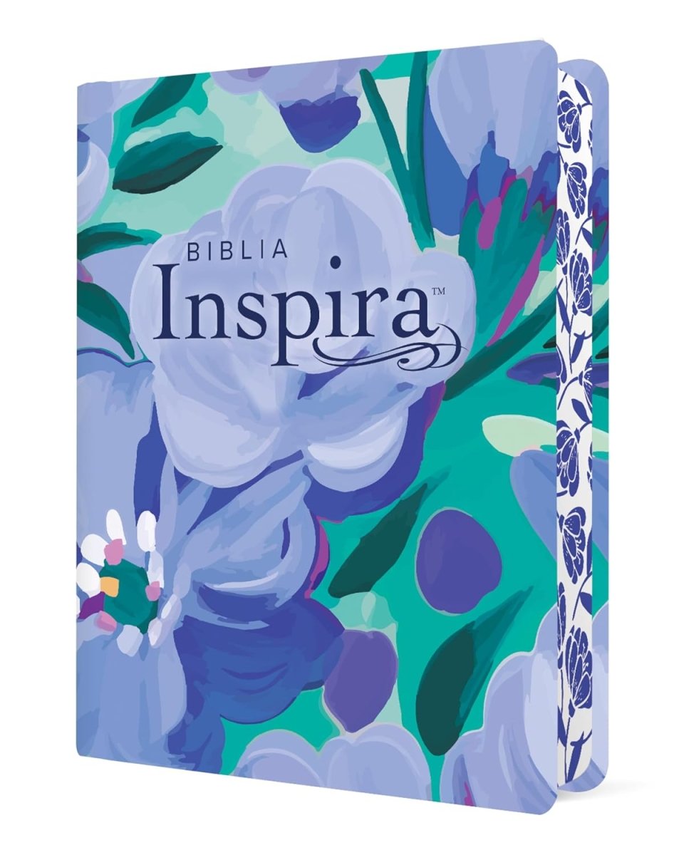 Biblia Nueva Traducción Viviente (NTV) Inspira, Letra 10 Pt, 20×25, Tapa PU, Flores Azul