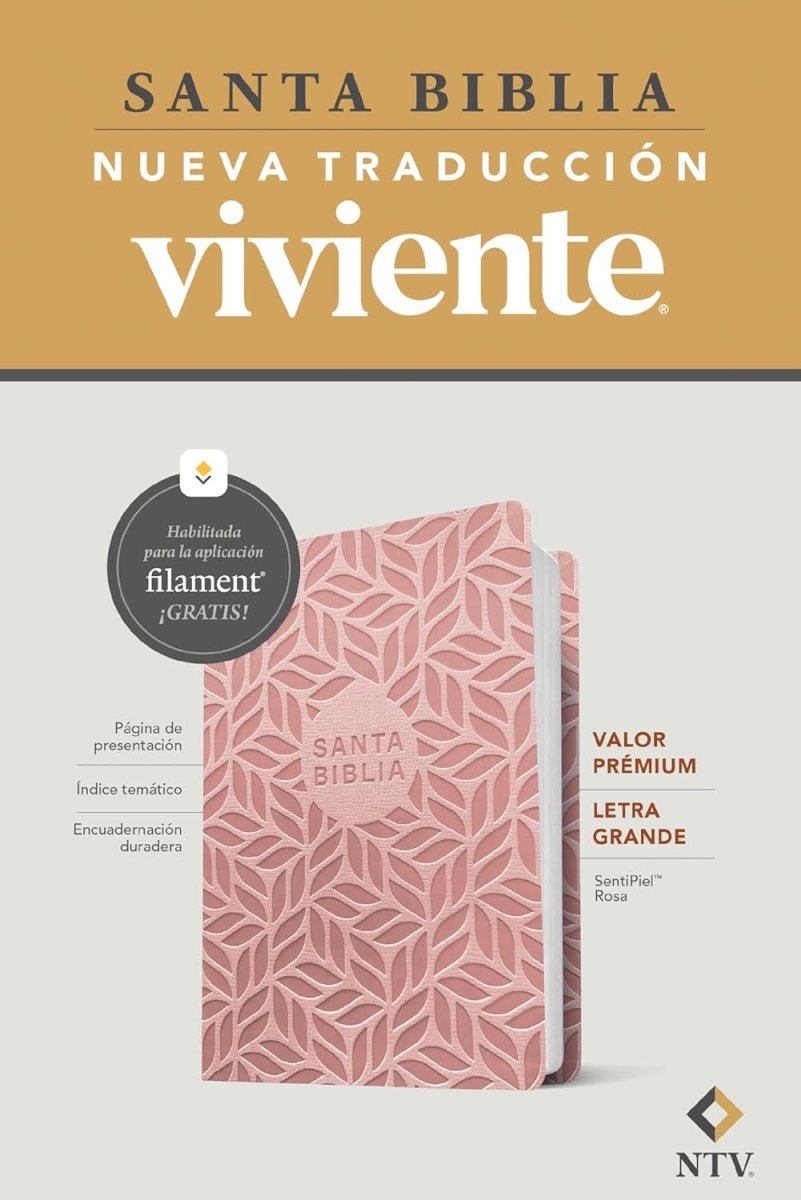 Biblia Nueva Traducción Viviente Filament Letra Grande Símil Piel Rosa