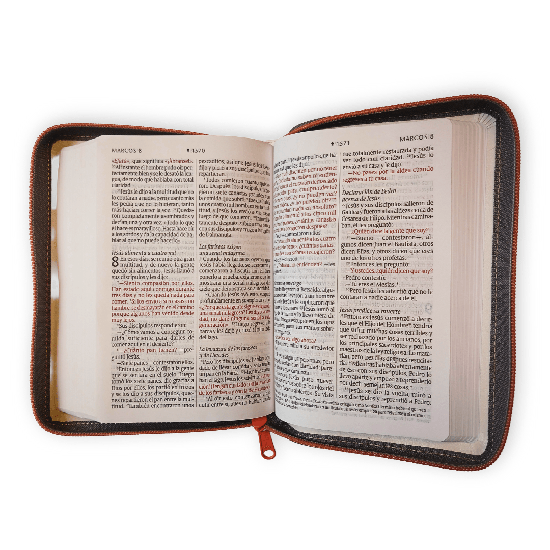 Biblia Nueva Traducción Viviente Letra Gigante Símil piel Beige con cierre