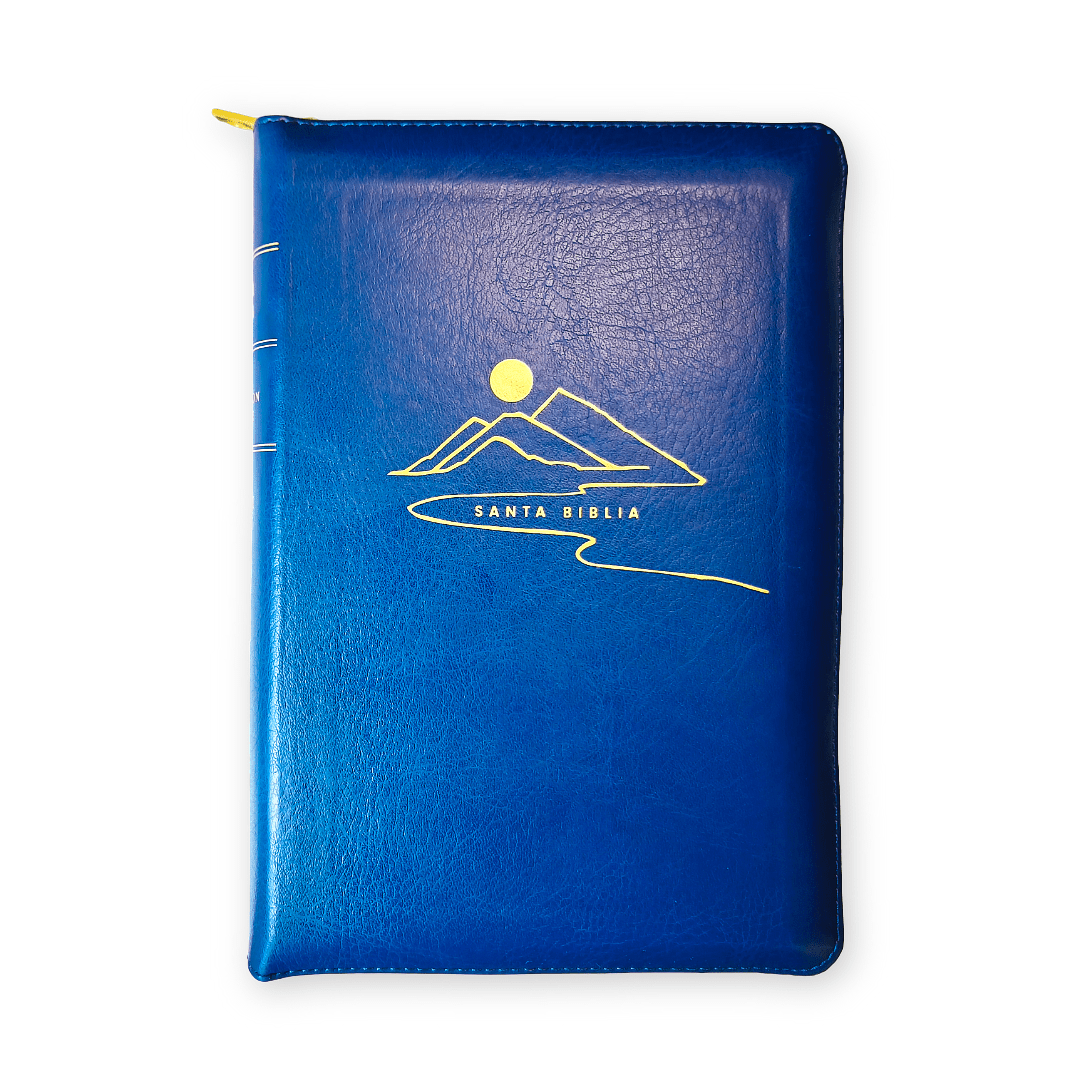 Biblia Nueva Traduccion Viviente Letra 10p Simil piel Azul con Cierre