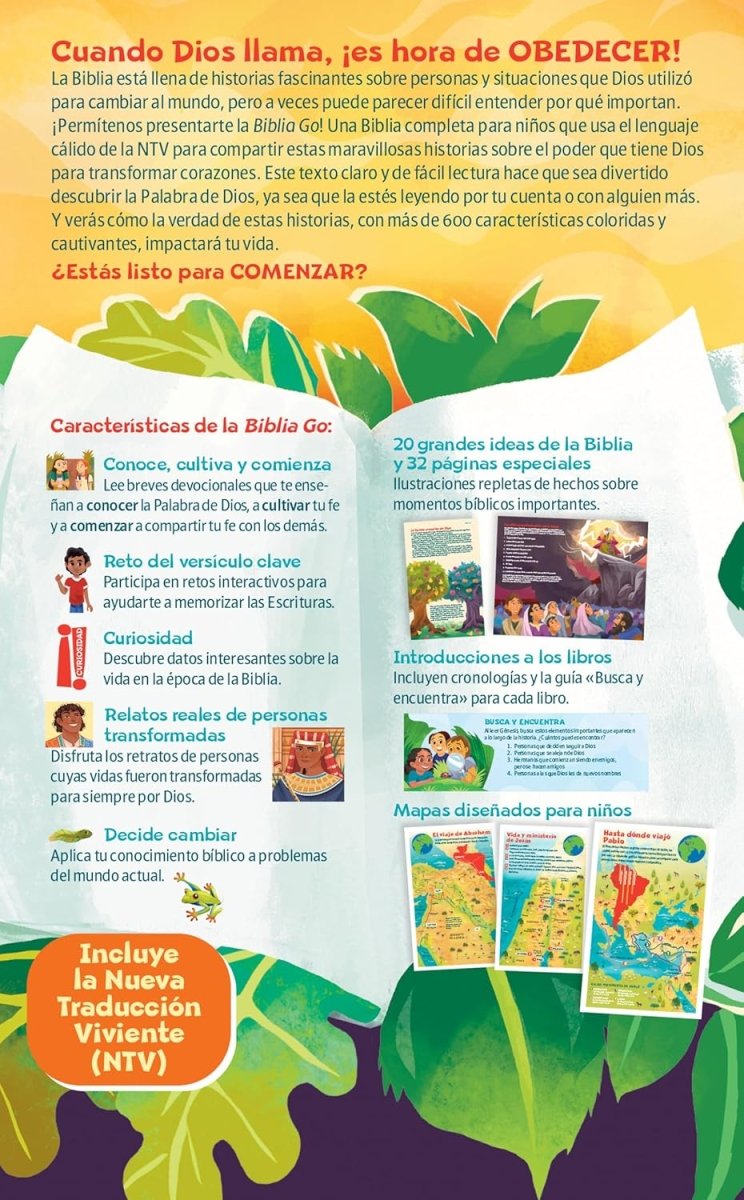 Biblia Nueva Traducción Viviente (NTV) Go, Letra 9,5 Pt, 14×22, Para Niños, Ilustrada, Tapa Dura