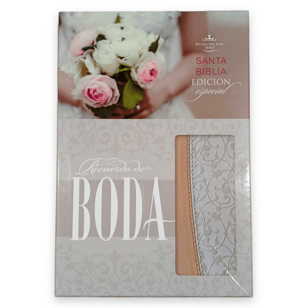 Biblia Reina Valera 1960 Recuerdo De Boda Filigrana Blanca/Rosa Palo Simil Piel