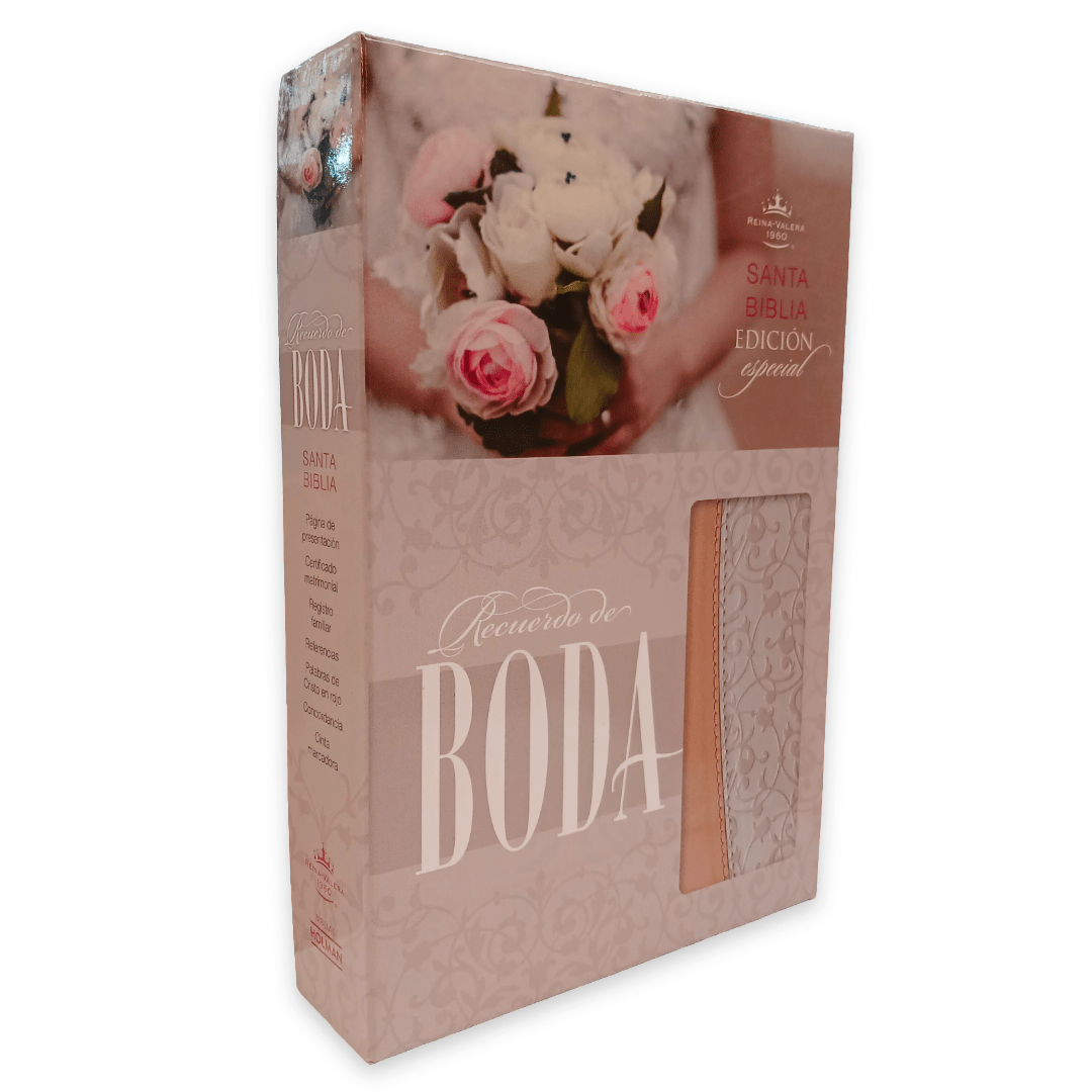 Biblia Reina Valera 1960 Recuerdo De Boda Filigrana Blanca/Rosa Palo Simil Piel