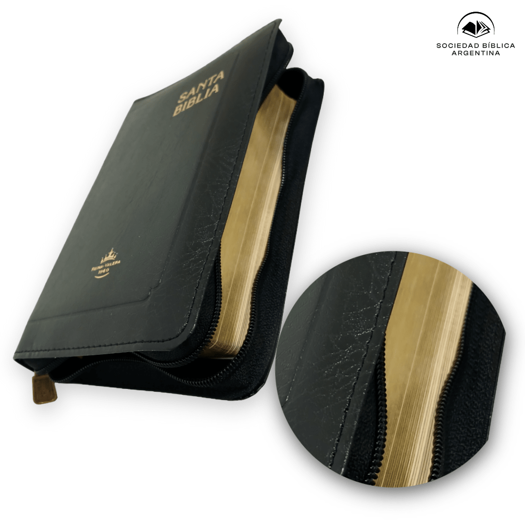 Biblia Reina Valera 1960 – Tapa Flexible Negro, con Cierre, Concordancia, Letra 6 Puntos