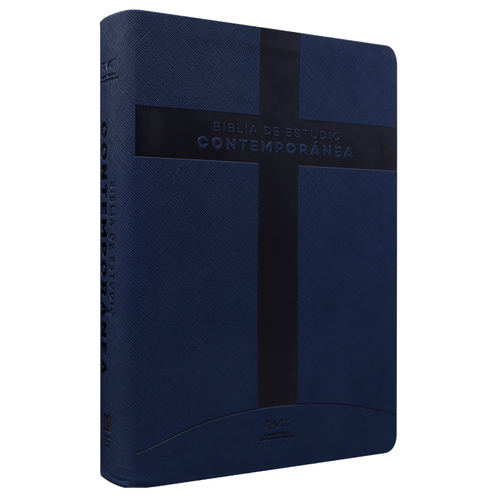 Biblia Reina Valera Contemporánea de Estudio Concordancia Letra 10 Puntos Tapa Pu Azul