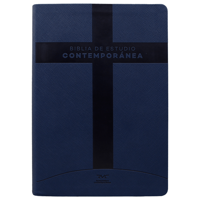 Biblia Reina Valera Contemporánea de Estudio Concordancia Letra 10 Puntos Tapa Pu Azul