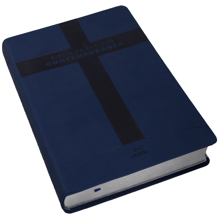 Biblia Reina Valera Contemporánea de Estudio Concordancia Letra 10 Puntos Tapa Pu Azul
